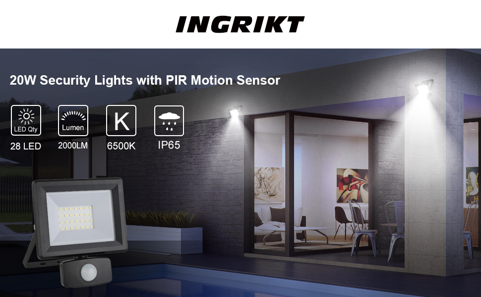 20W LED FLoodlight with Motion Sensor