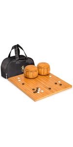  Bamboo Go Game Set Board with Double Convex Melamine Stones and Bowls