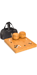  Bamboo Go Game Set Board with Double Convex Melamine Stones and Bowls