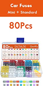300-600-Car Fuses Assorted-80pcs-Standard+mini-UK