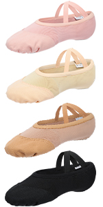 Ballet Shoes for Girls Womenï¼ŒPink Ballet Dance Shoes Split Leather Sole Dance Slippers Canvas Ballet