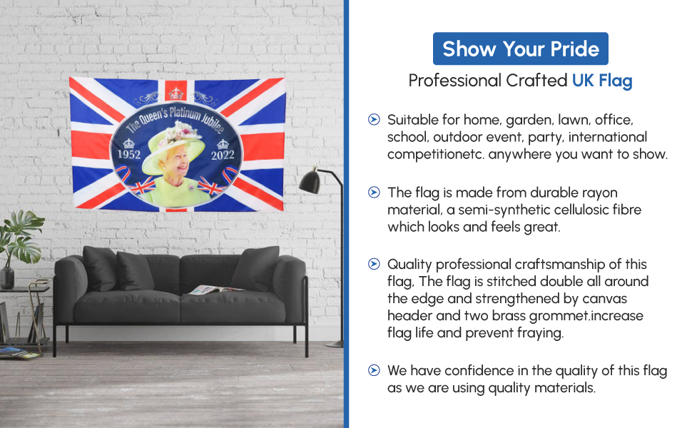 Large Union Jack Flag With String