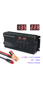 LVYUAN Power Inverter 850W DC 12V to 240V AC Car Converter with 4 USB 3 AC Sockets Car Adapter
