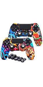 PS4 Controller Cover Skins x 2, Anti-slip Case Cover for PS4/ SLIM/PRO Controller x 2(Graffiti)