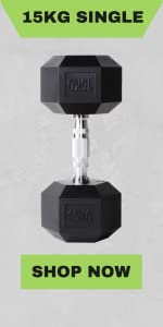 15kg poly rubber hex dumbbell