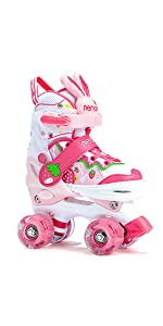 NEMONE Mermaid 4 Size Adjustable Light up Inline Skates for Girls