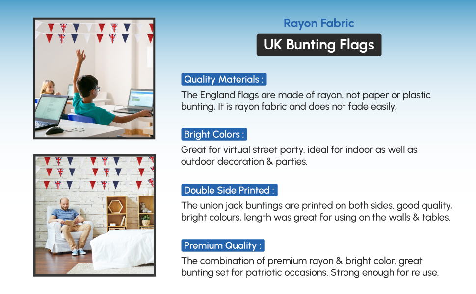 Triangle Union Jack Flag Bunting 20ft 10 Fabric Flags