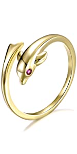 Gold Dolphin Ring 925