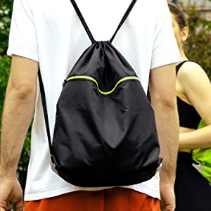 Waterproof Rucksack with Outside, Inside Zip Pockets, Reflective Strings - Backpack for Sport