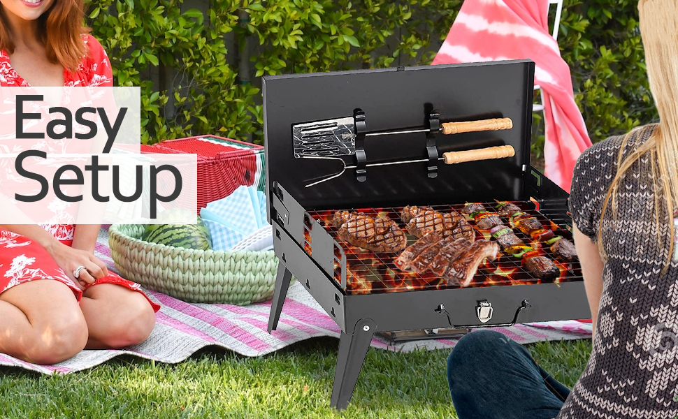 FB FunkyBuys BBQ Barbecue Grill Portable Folding Charcoal Barbecue Desk