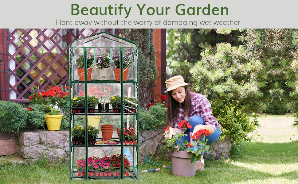 Garden Mile Premium 4 Tier Greenhouse Clear