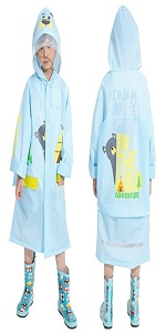 Kids Rain Poncho Boys Girls Hooded Rainwear Rainsuit