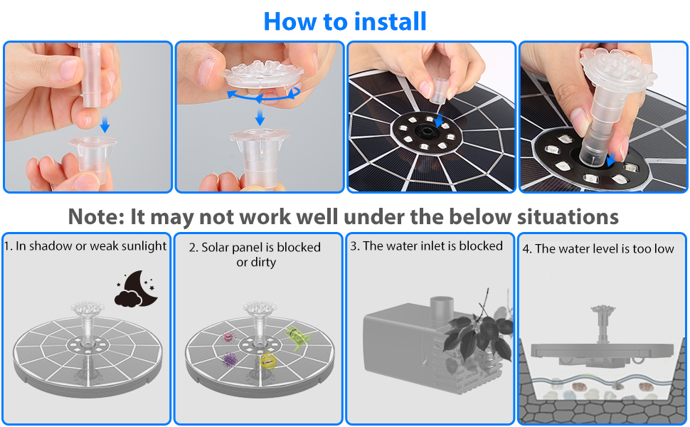 5w glass solar panel fountain