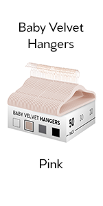 Pink Baby Clothes Hangers Baby Grey Velvet Clothes Hanger, 50 Pack Non-Slip Nursery Hangers infants