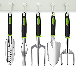 Garden Tools Set,Hand Planting Kit with Trowel Transplanted Cultivator Weeder and Weeding Fork