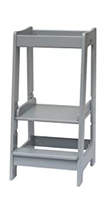 Stepup Baby grey Montessori learning tower kitchen helper on white background