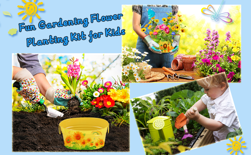 kids child flower planting growing kit