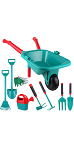 Kids Wheelbarrow Gardening Sets Gardening Tools Gift for Toddlers Age 3-5