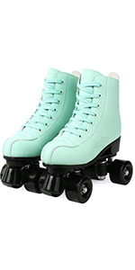 Green PU leather roller skates