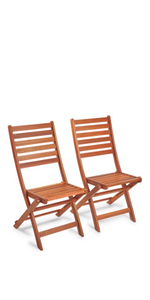 VonHaus Set of 2 Wooden Folding Chairs