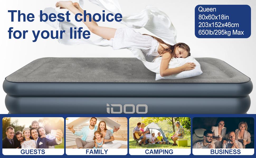 Inflatable bed with Built-in Pump