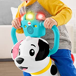 Fisher-Price GHY03 Bounce and Spin Puppy, Stationary Musical Ride-On Toy, Multicolour