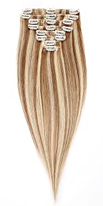 8 pieces standard weft clip in hair extensions