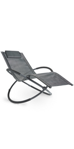 VonHaus Moon Rocking Sun Lounger – Zero Gravity Folding Orb Garden Rocker Chair with Padded Headrest