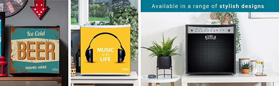 Unique and stylish mini fridges - choose from fun, music lover, or neutral designs.