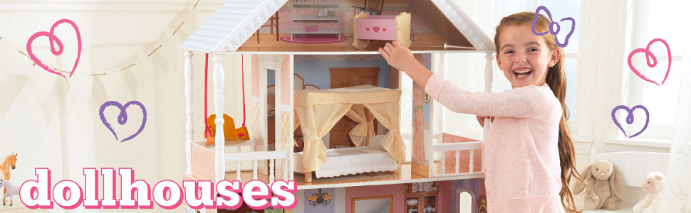 wooden dolls house, large playset, KidKraft, dolls house for girls, dollhouse for toddlers