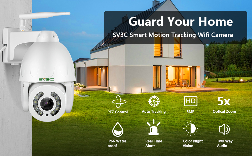 SV3C Latest wifi ptz camera outdoor with color night vision