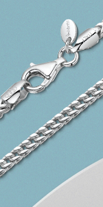 Amberta 925 Sterling Silver Necklace for Men - Mechanic Franco Chain 2.5 mm