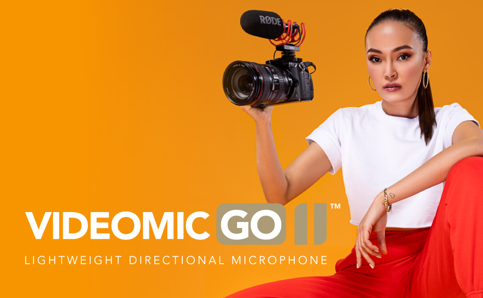 Girl holding VideoMic GO II on-camera