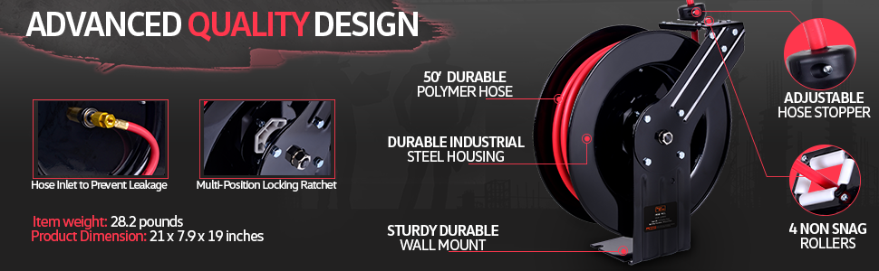hose reel air water oil fuel UREA DEF welding 1/4
