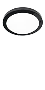 black ceiling light 18W glass 4000K modern flush ceiling light ip44 waterproof black bathroom light