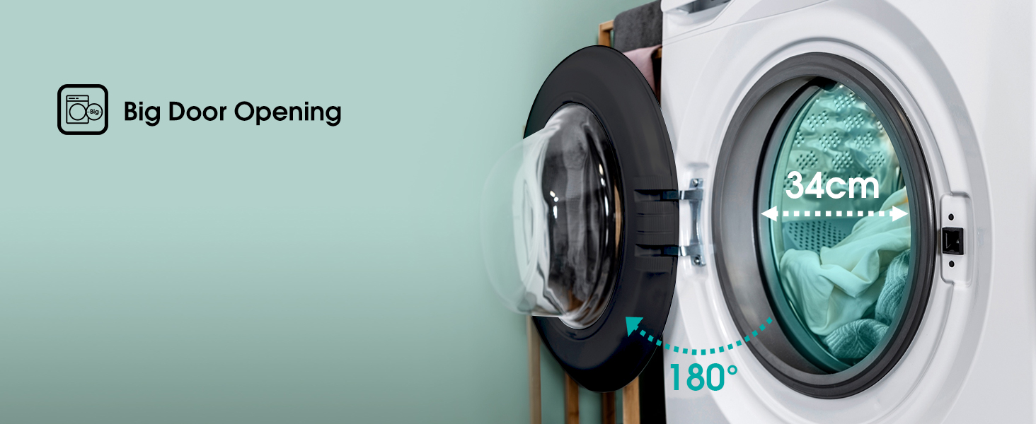 Super easy and convenient for loading and unloading the machine with the largest porthole door.