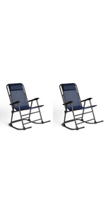 VonHaus Set of 2 Zero Gravity Rocking Chairs, Textoline Power Coated Frame Folding Garden Rocking