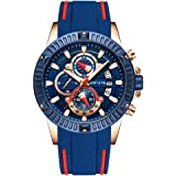 BOFUTE Men's Chronograph Luminous Military Outdoor Sports Fashion Casual Large Silicone Strap Wristwach