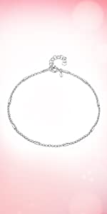 Amberta 925 Sterling Silver Adjustable Anklet - Classic Chain Ankle Bracelets - 9