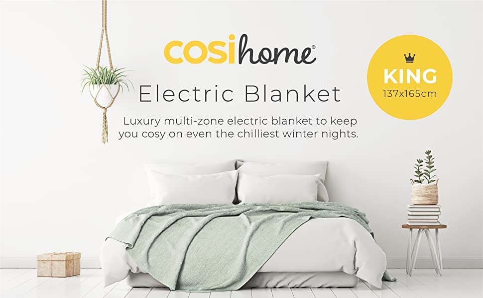 Cosi Home Electric Blanket MultiZone Multi-Zone Luxury Dual Control Heating Zones Throw Blanket