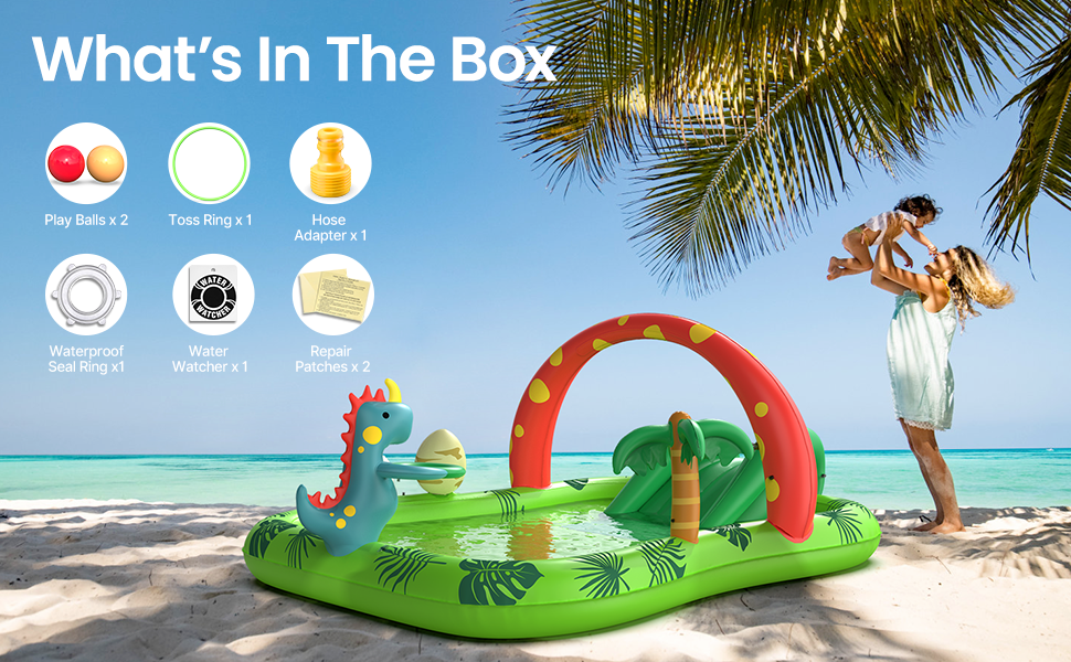 kids paddling pool swimming pool rainbow ring jungle adventure inflatable water play center slide