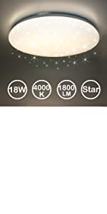 bath ceiling light plastic star round bathroom light ip44 waterproof 4000K natural white office