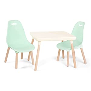 Kids Furniture Set â 1 Craft Table & 2 Kids Chairs with Natural Wooden Legs