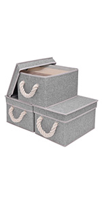 Foldable Canvas Storage Boxes, Set of 3