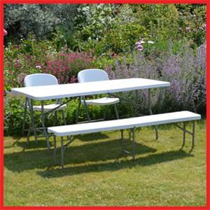 Image showing Folded Harbour Housewares Trestle Table with Carry Handle for easy Carry