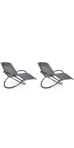 VonHaus Set of 2 Moon Rocking Sun Loungers – Zero Gravity Folding Orb Garden Rocker Chairs