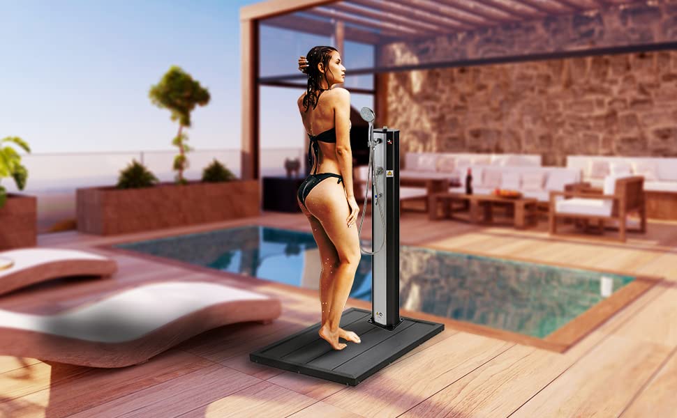 4260627428106_Solardusche 20 L schwarz mit Bodenplatte Anthrazit