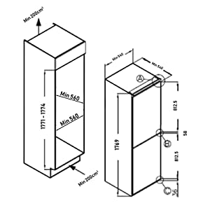 SIA RFF102 50:50 INTEGRATED BUILT-IN FROST FREE FRIDGE FREEZER WITH SLIDING FIXINGS REMOVABLE SHELF
