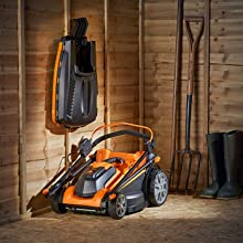 LawnMaster Cordless 24V Lawnmower CLMF2437G Storage