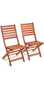 VonHaus Set of 2 Wooden Folding Chairs Weatherproof UV resistant